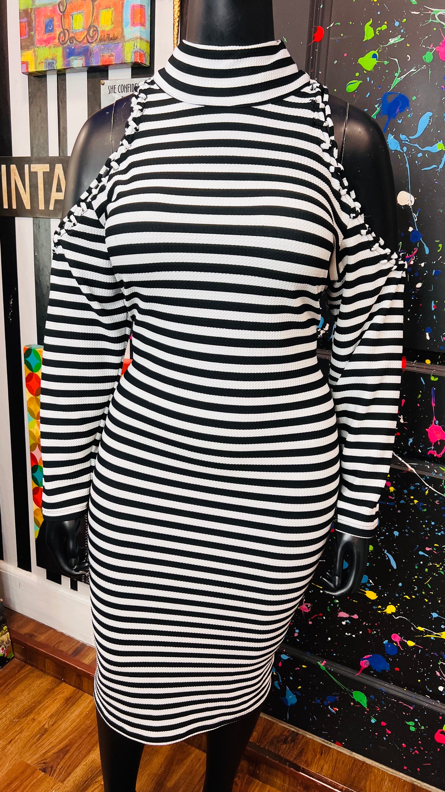 Ashley Stewart Striped Open Shoulder Dress (18/20)