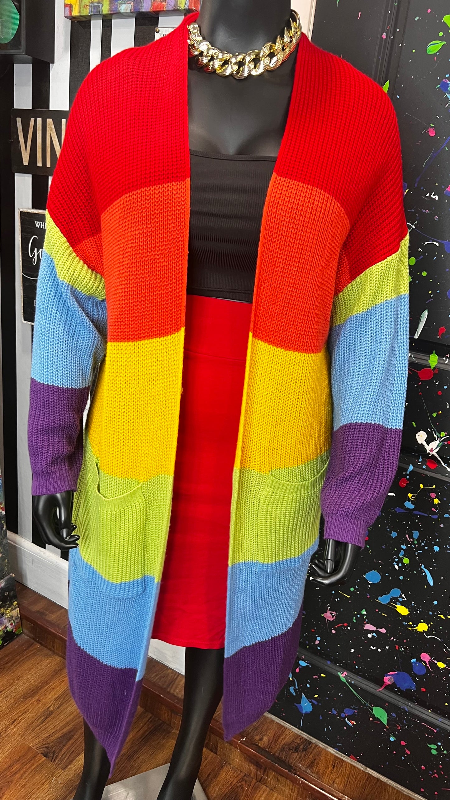 Rainbow Knitted Duster (OS)