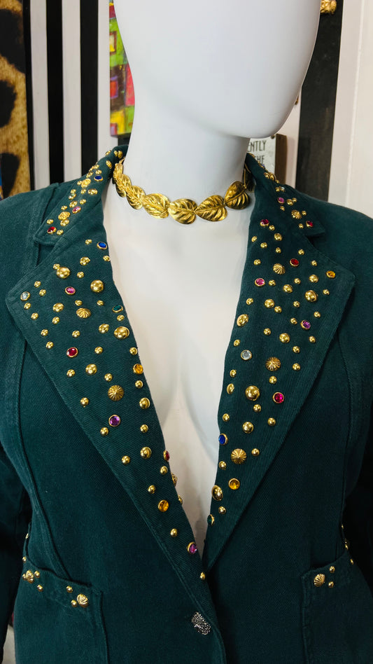 Vintage Denim Green Jeweled -Deadstock Blazer (16)