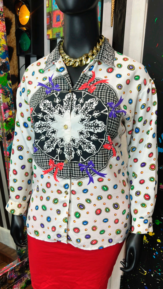 Vintage Colorblock Blouse (16)