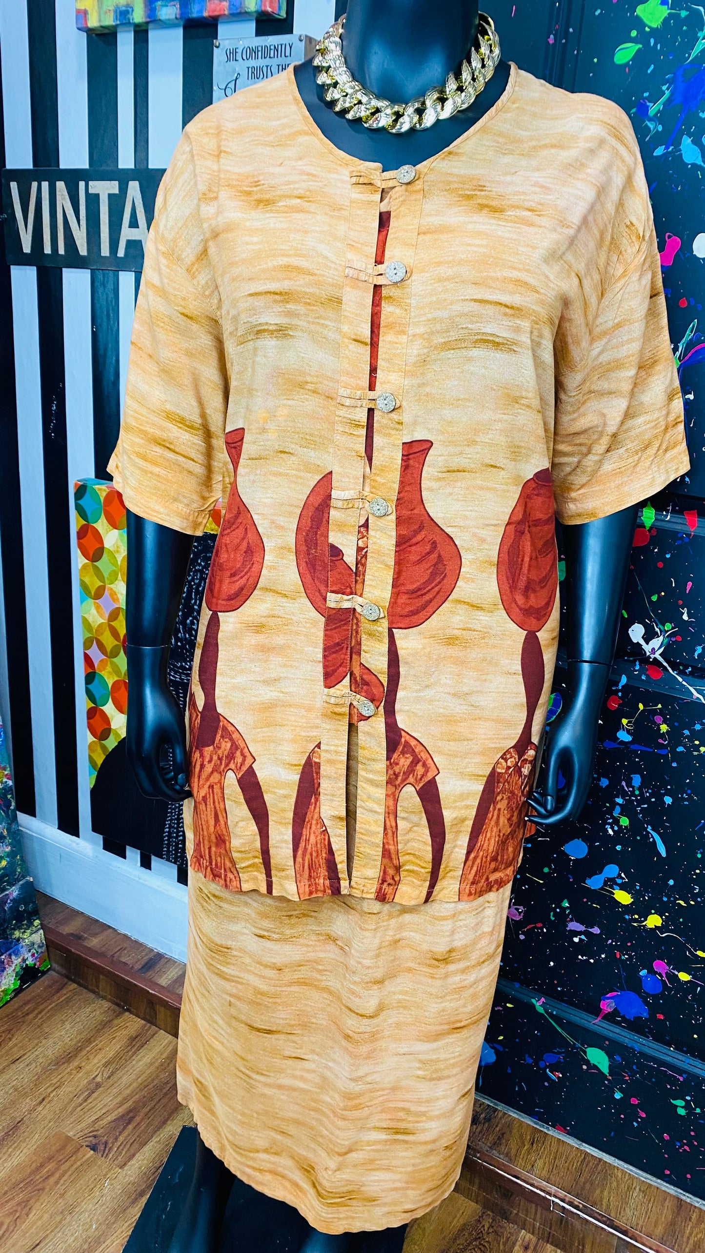 Vintage Rayon Traditional African Skirt Set (18)