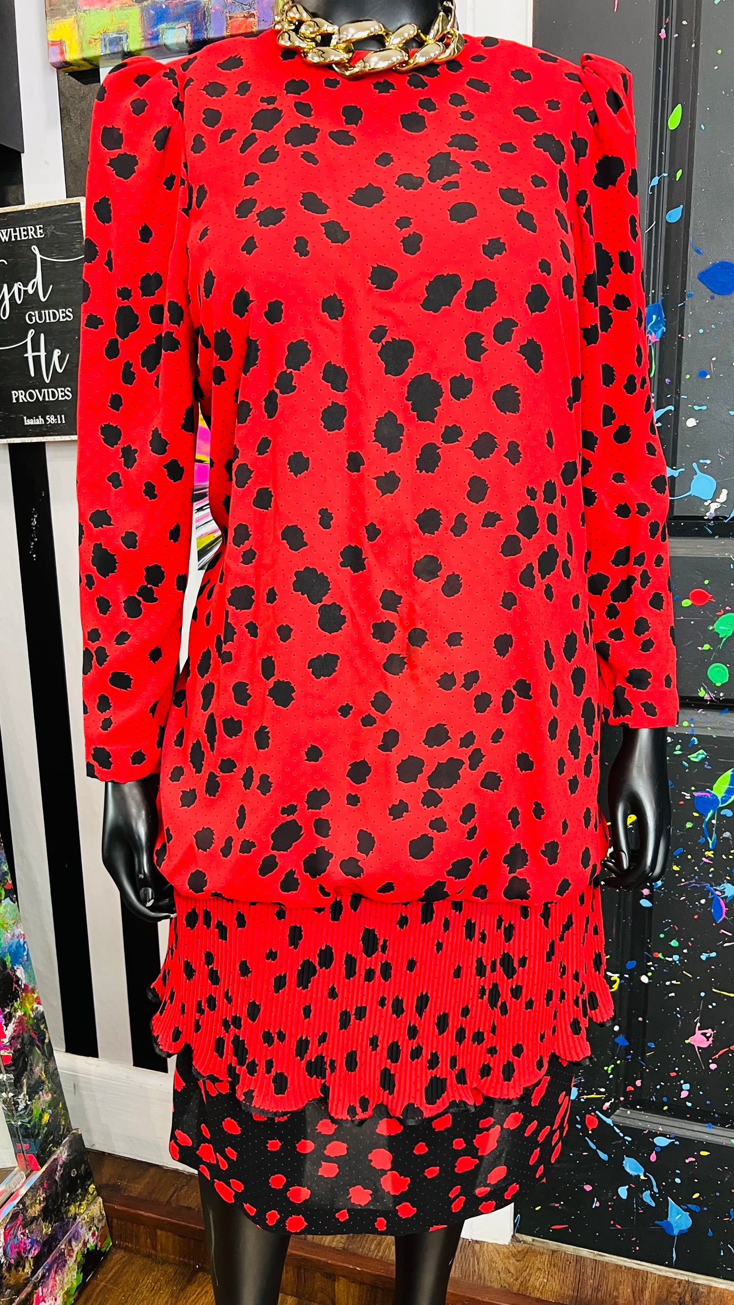 Vintage Chez California Black & Red Dress (16W)