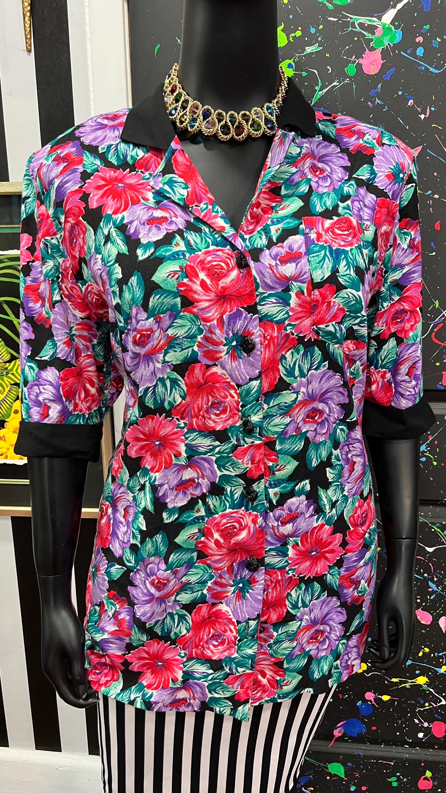 Vintage Collared 80’s Floral Blouse (20)