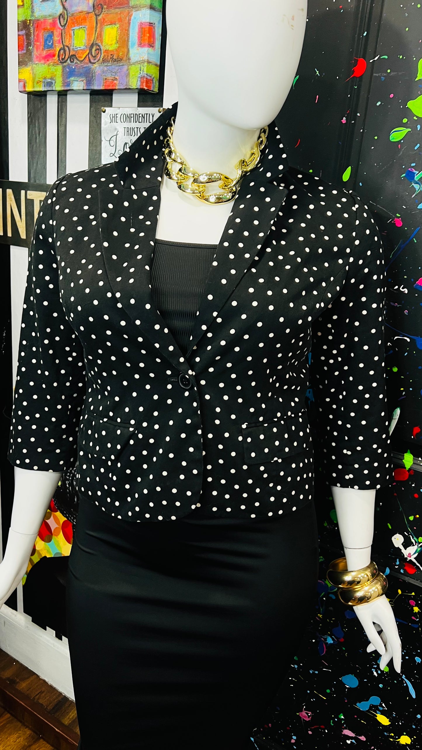 Vintage Cropped Polka Dot Blazer (18)