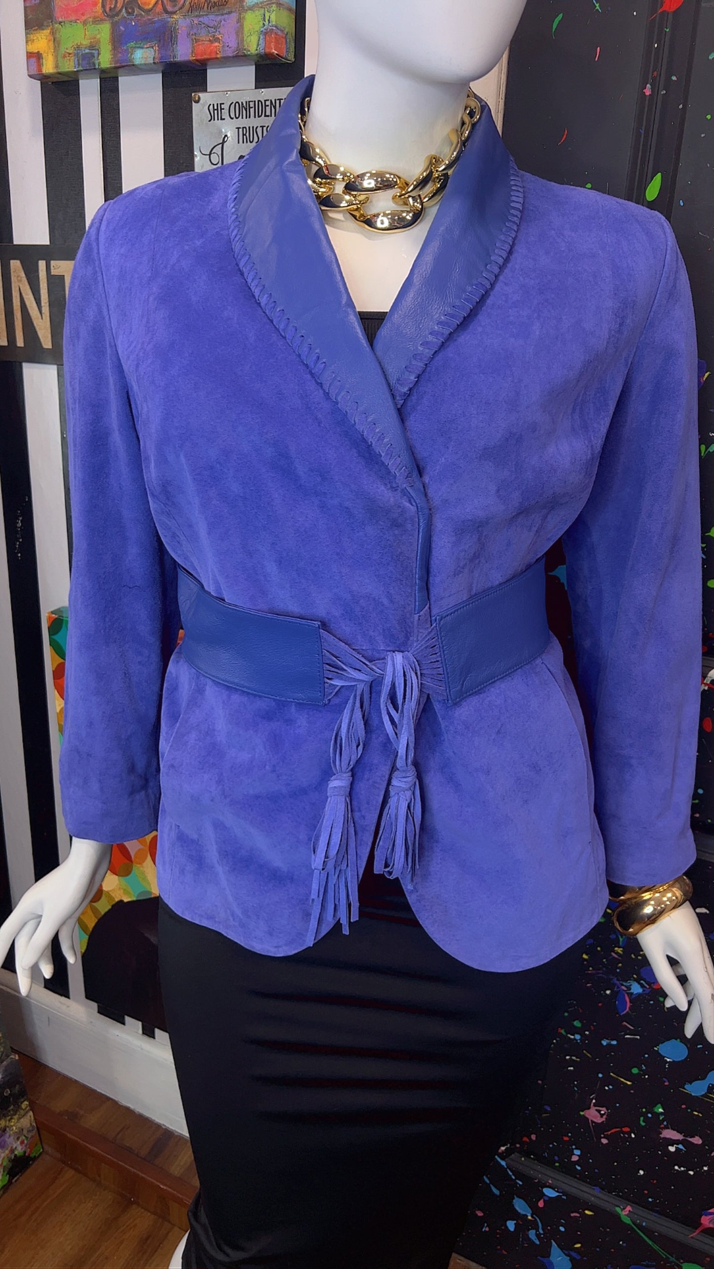 Vintage Suede Leather Jacket with Belt (18)