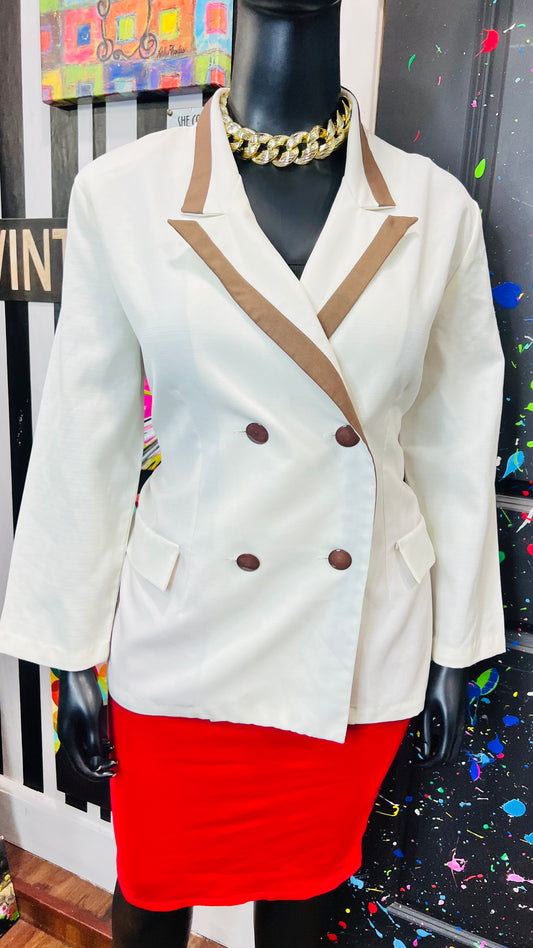 Vintage Cream & Brown Blazer (18)