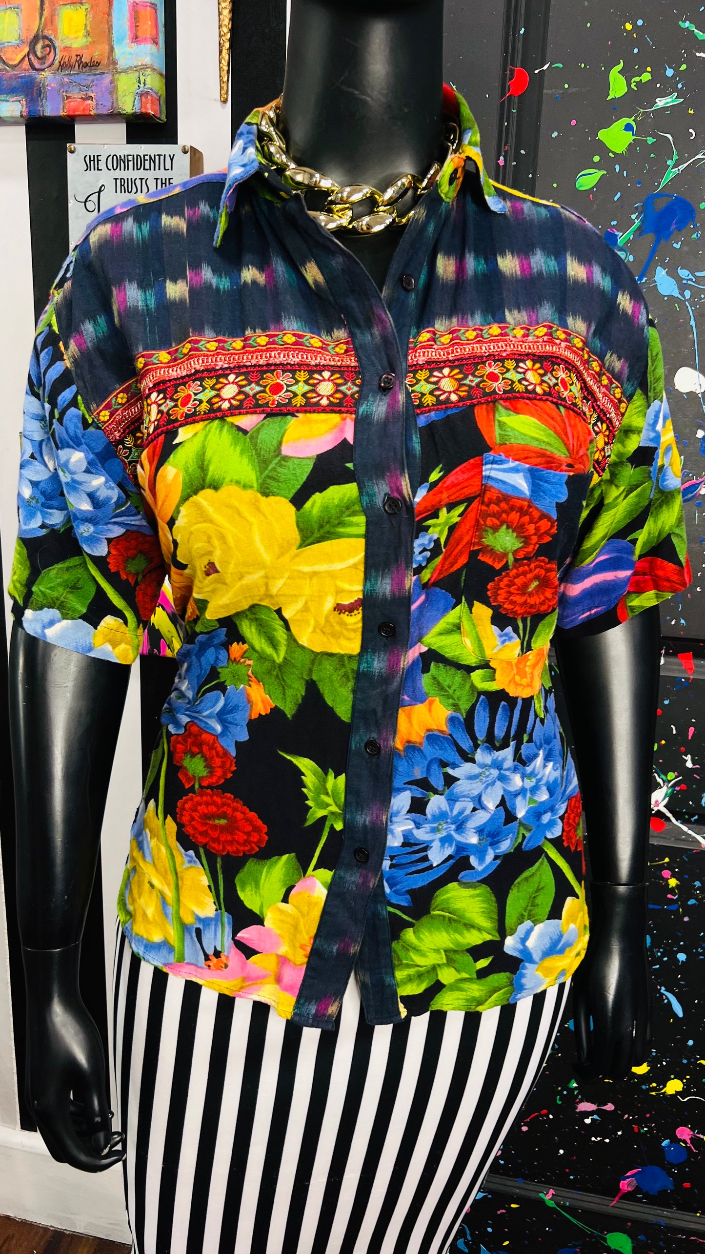 Vintage Rayon Floral Blouse (16)