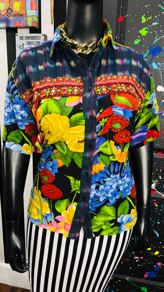 Vintage Rayon Floral Blouse (16)