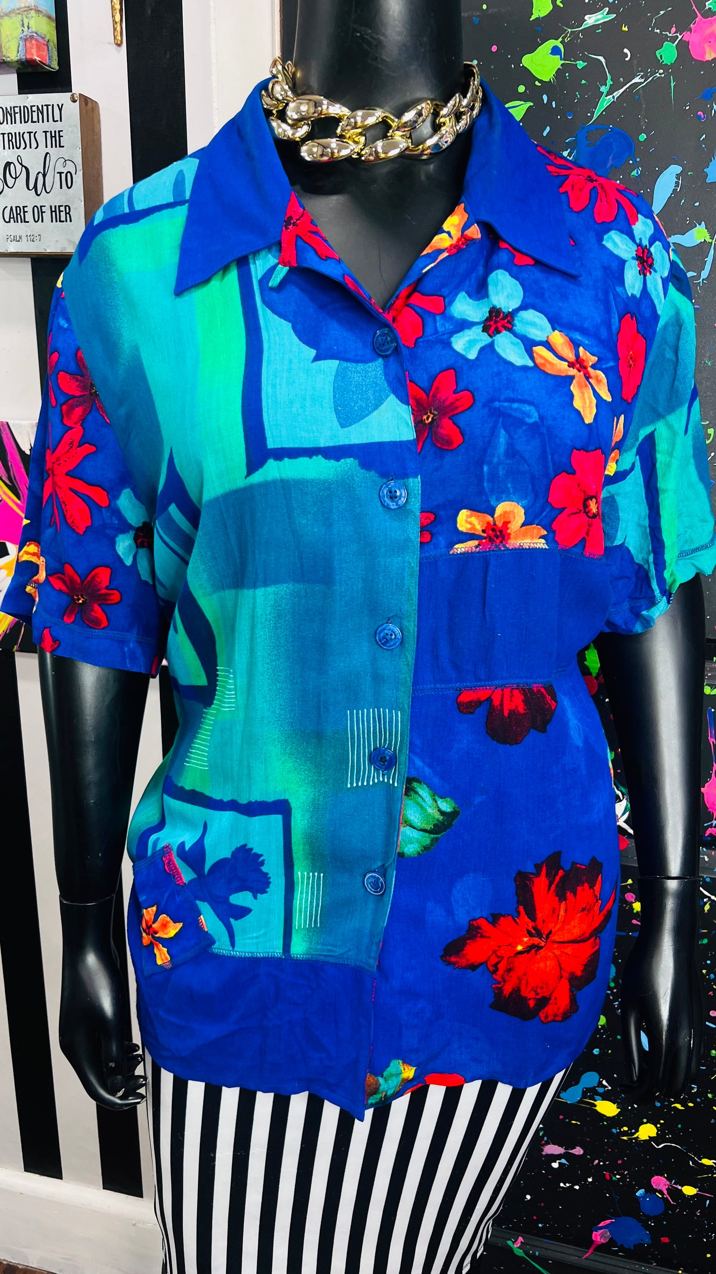 Vintage Rayon Tropical Blouse (24)