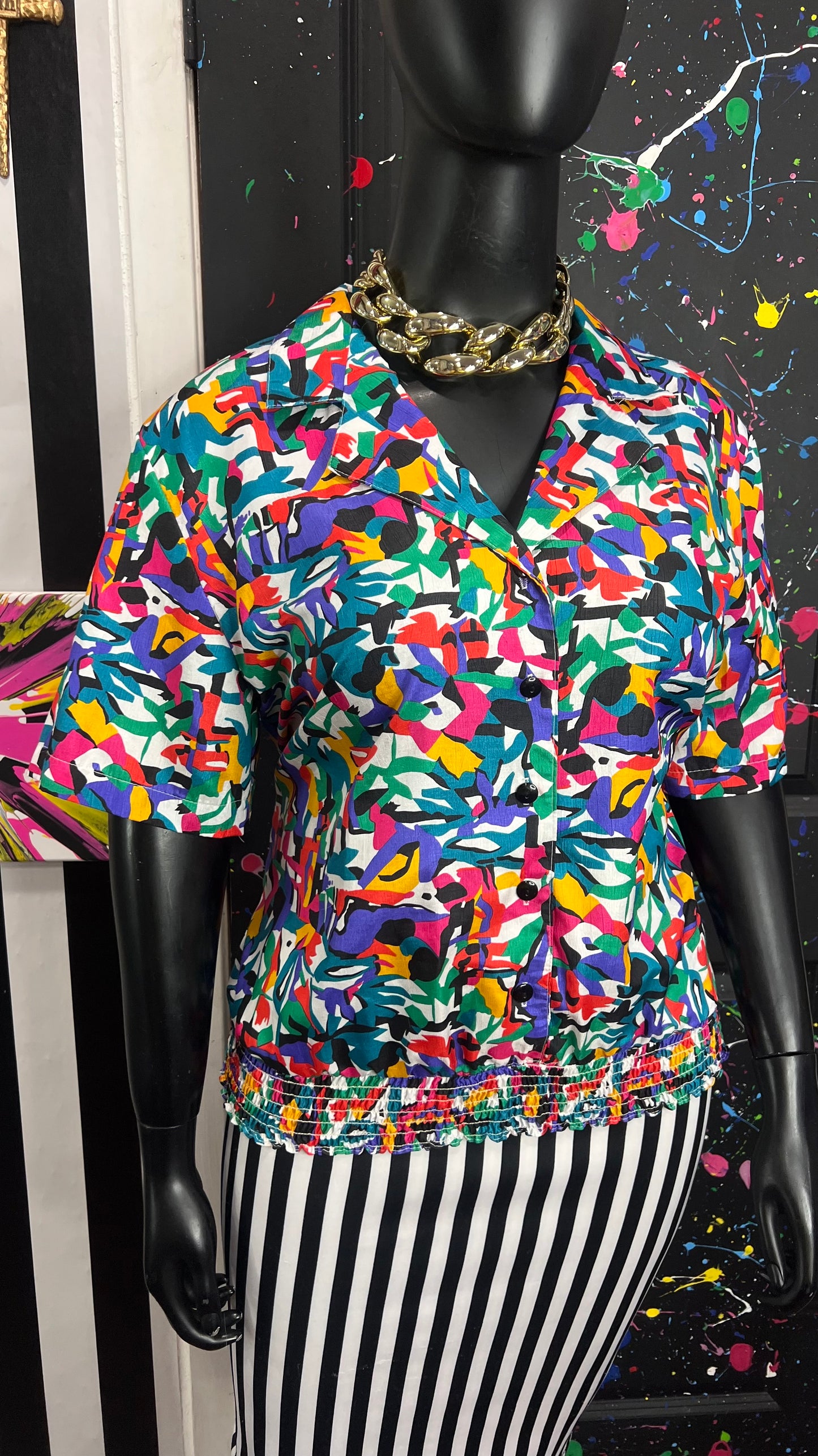 Vintage 80s Abstract Vintage Blouse (22W)