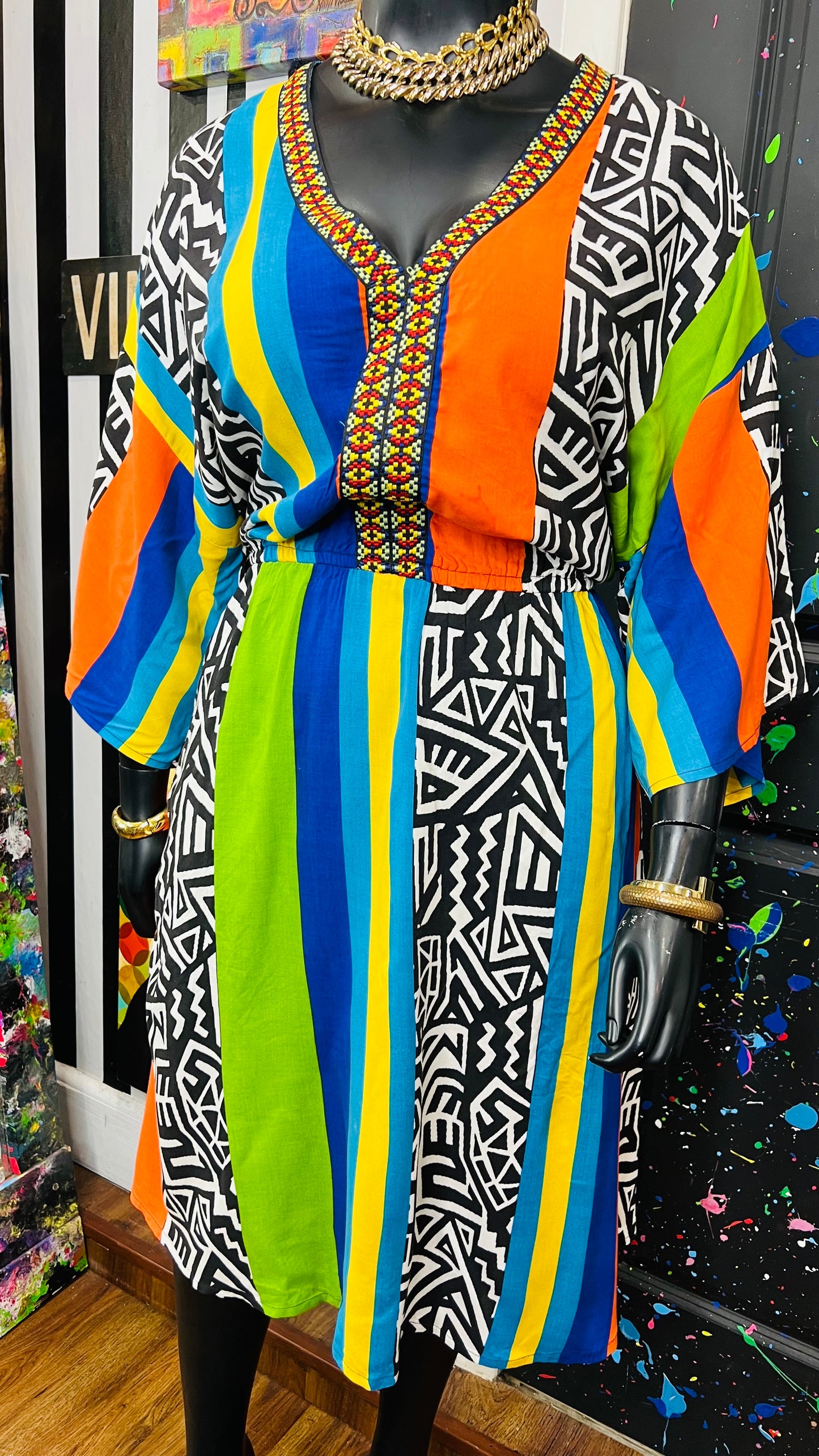 Rayon Tribal Print Dress (14/16)