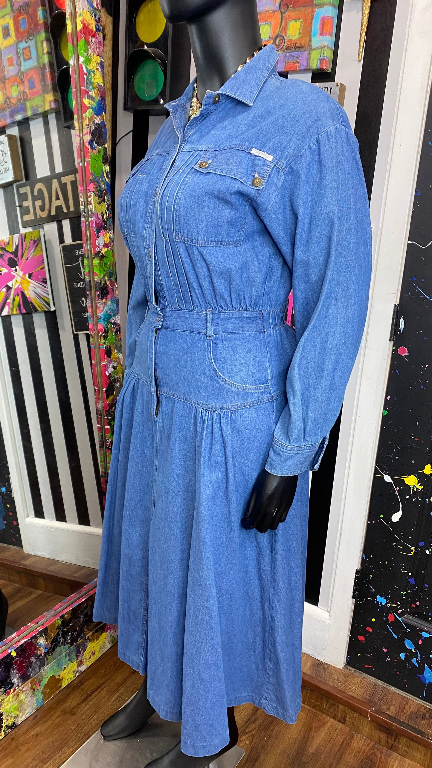 Vintage Denim Drop Waist Dress (14)
