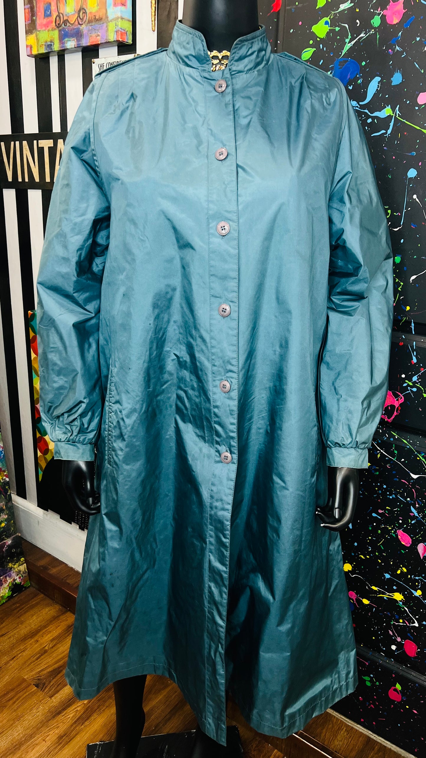 Vintage Teal Raincoat (18)