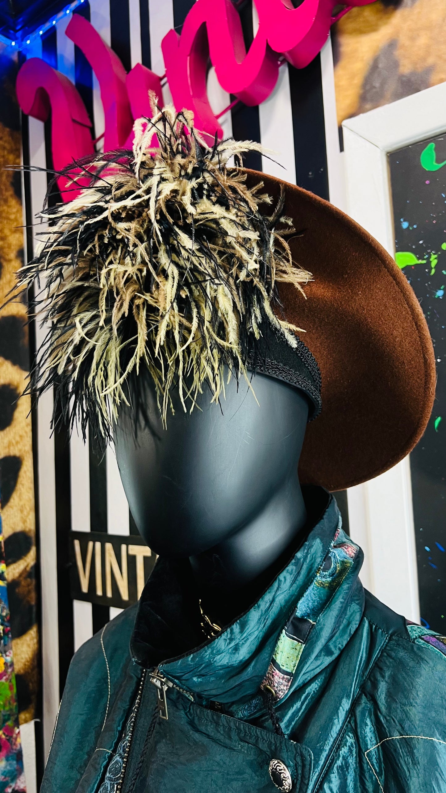 Vintage Wool & Ostrich Feather Hat