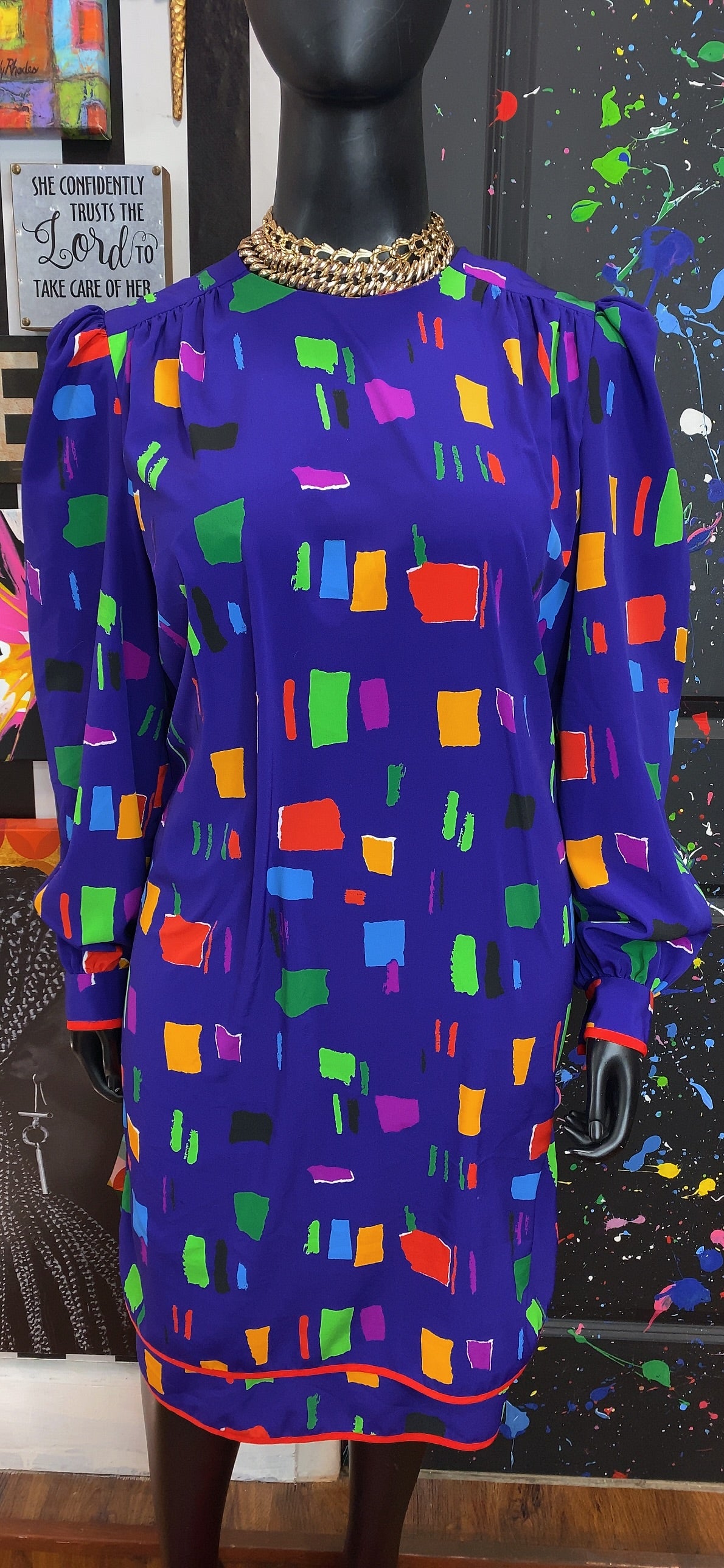 Vintage Purple 80’s ‘FUN’ Dress (20/22)