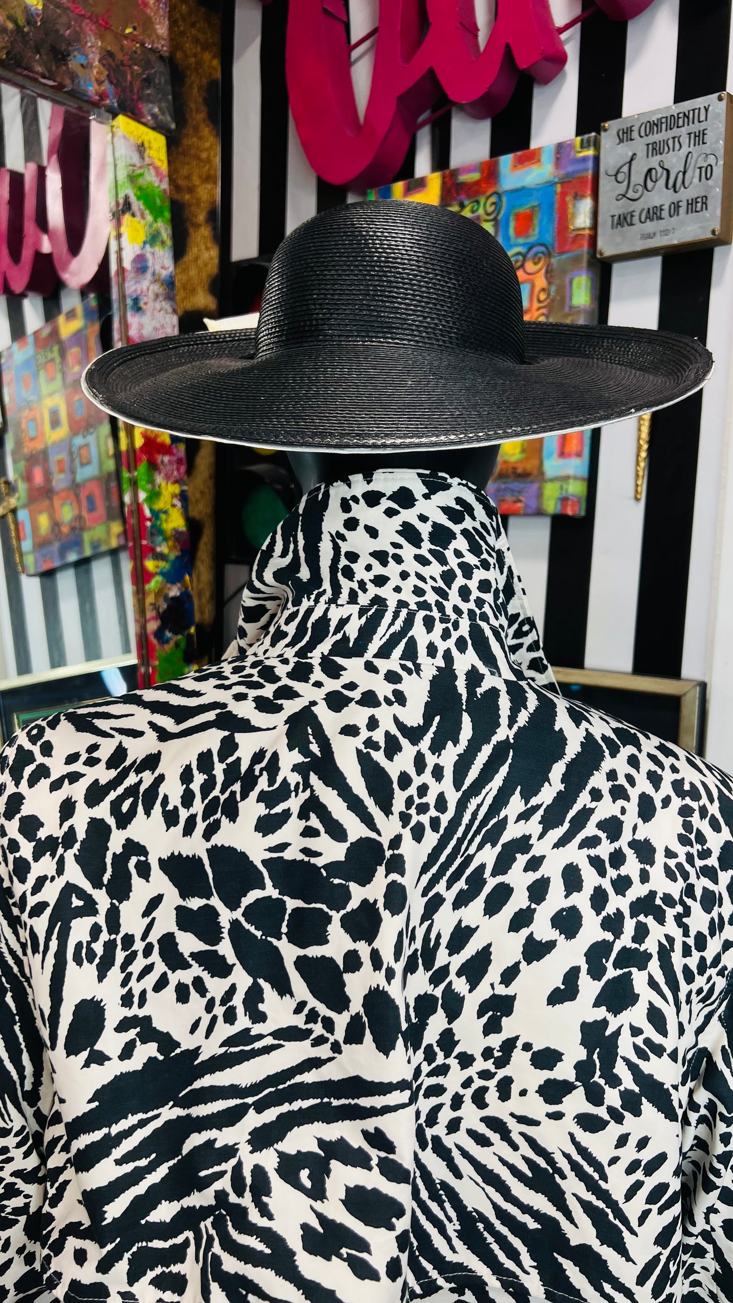 Vintage Black & White Jewel Hat