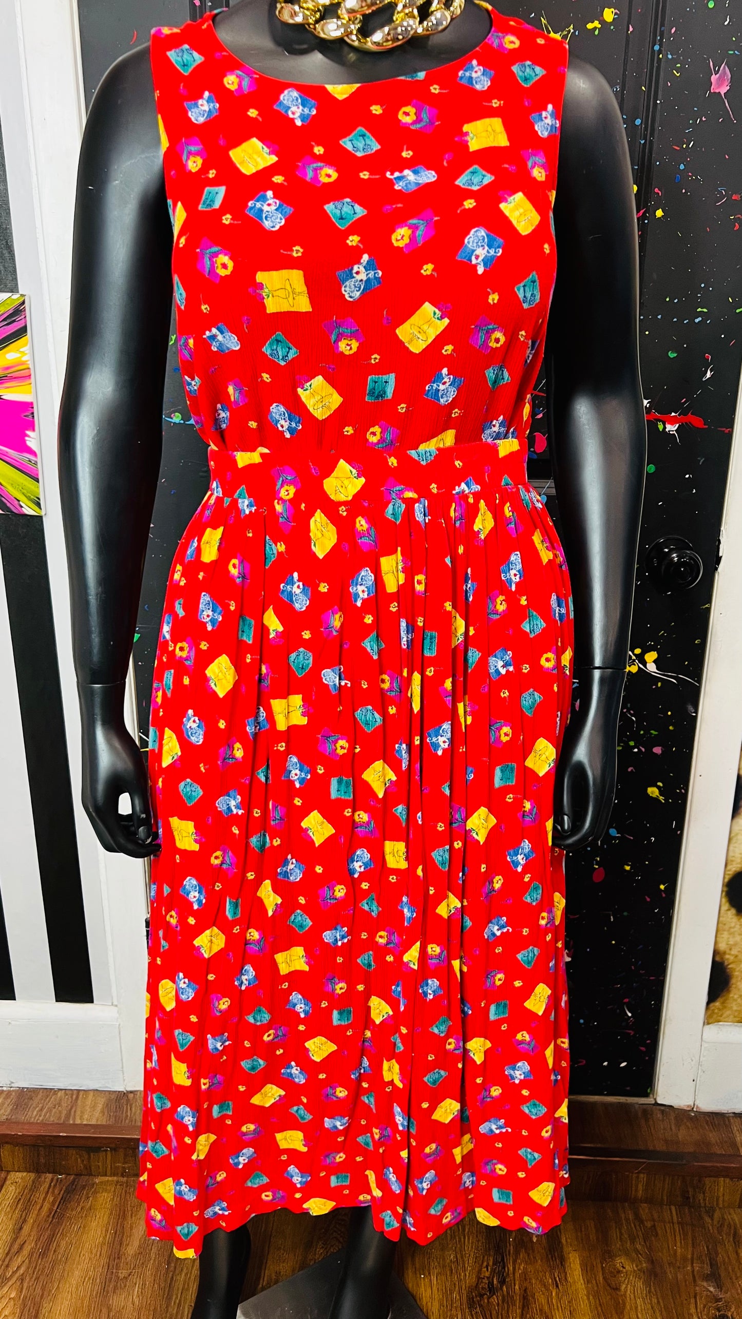 Vintage Rayon Sleeveless Skirt Set (22)