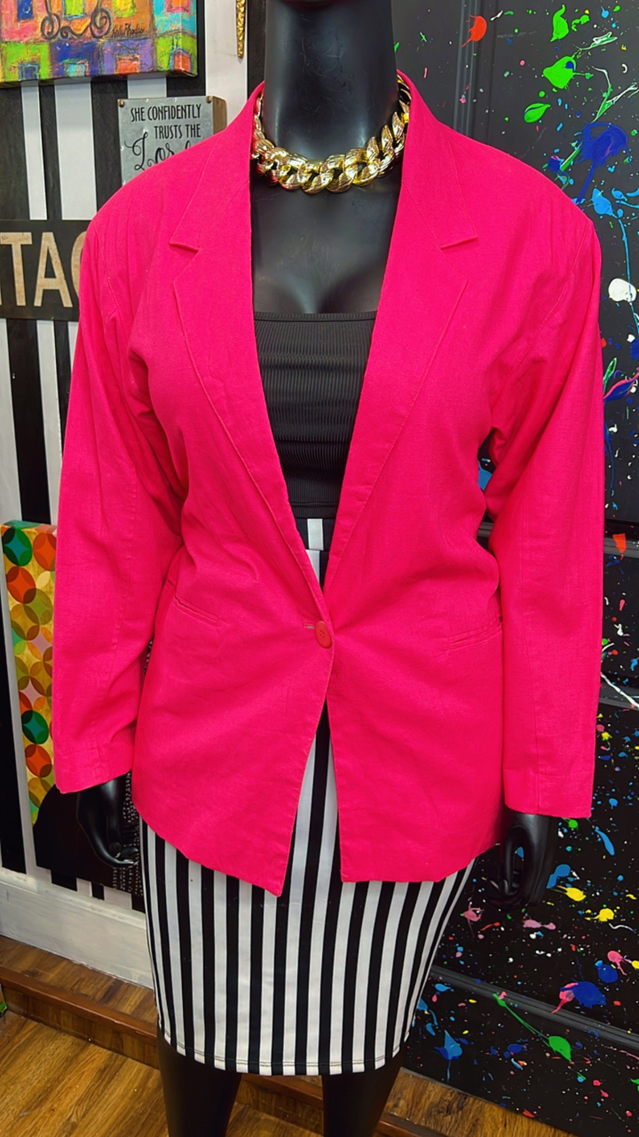 Vintage Pink Solid Blazer (16)