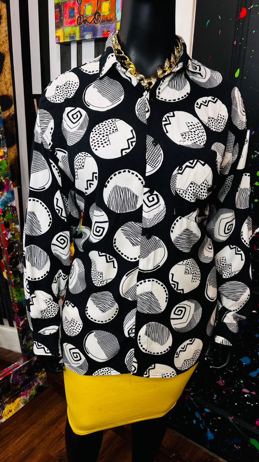 Vintage Black & White Circle Blouse (20)