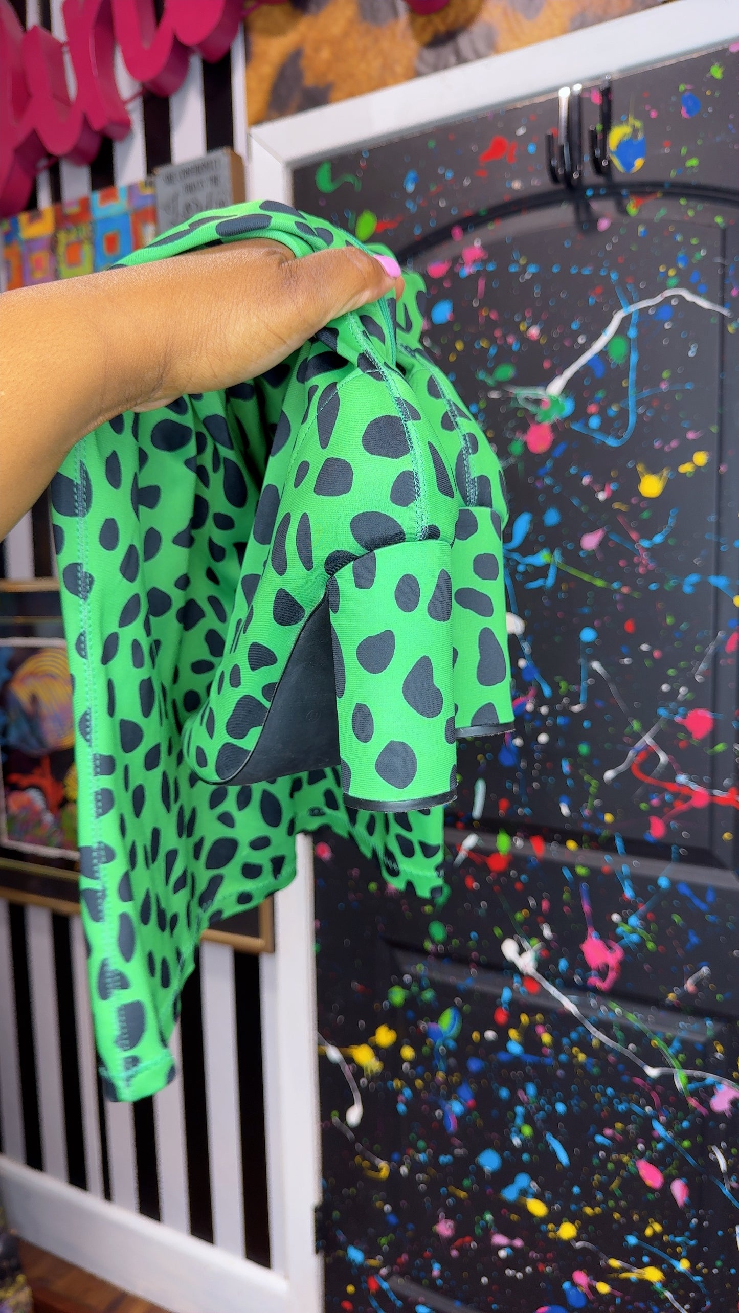 Green & Black Animal Print Knee Boots (11)