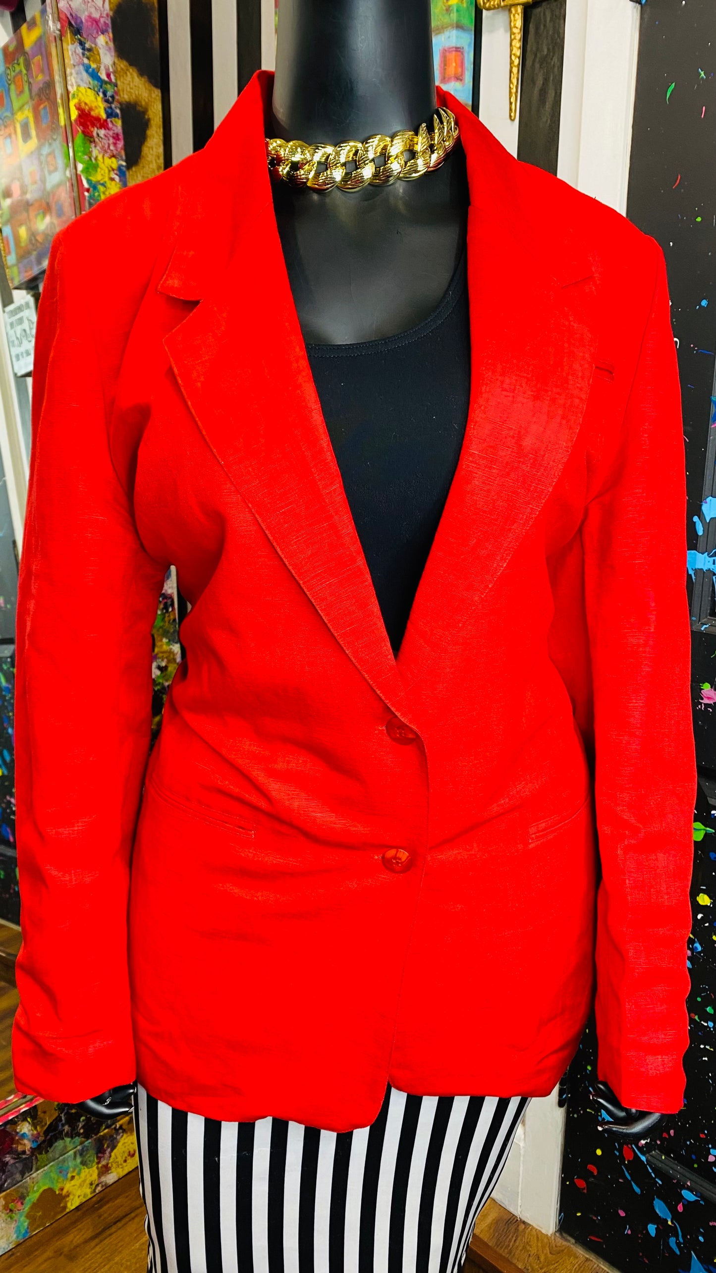 Vintage Solid Red Blazer (18)