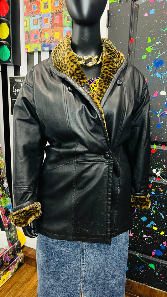 Vintage Genuine Leather & Faux Fur Coat (14)