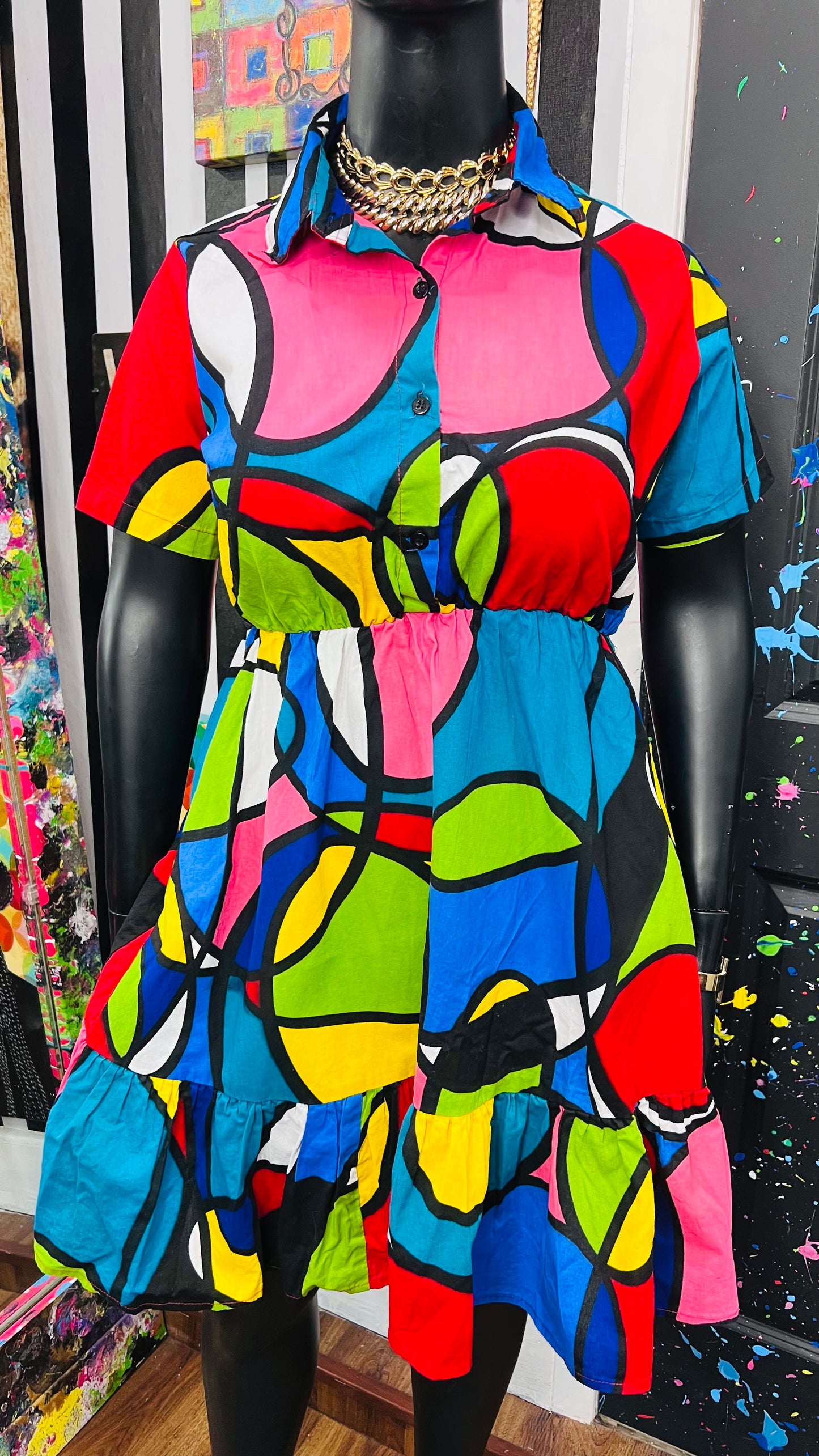 100% Cotton African Abstract Print Dress (14)