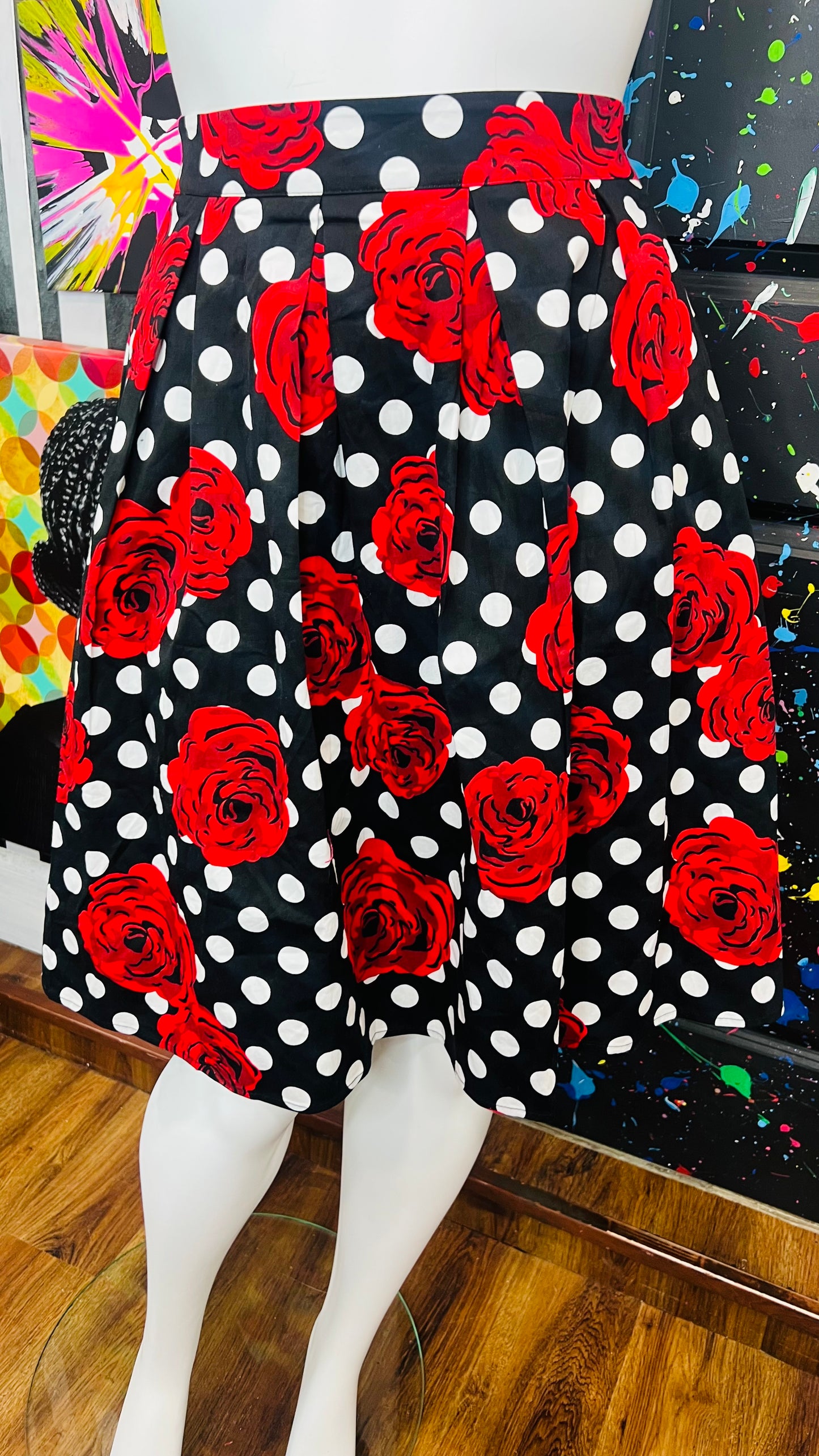 Y2K Polka Dot & Rose Skirt (16)