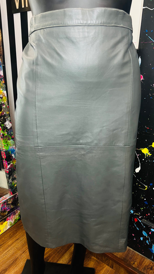 Vintage Genuine Leather Grey Skirt (16)