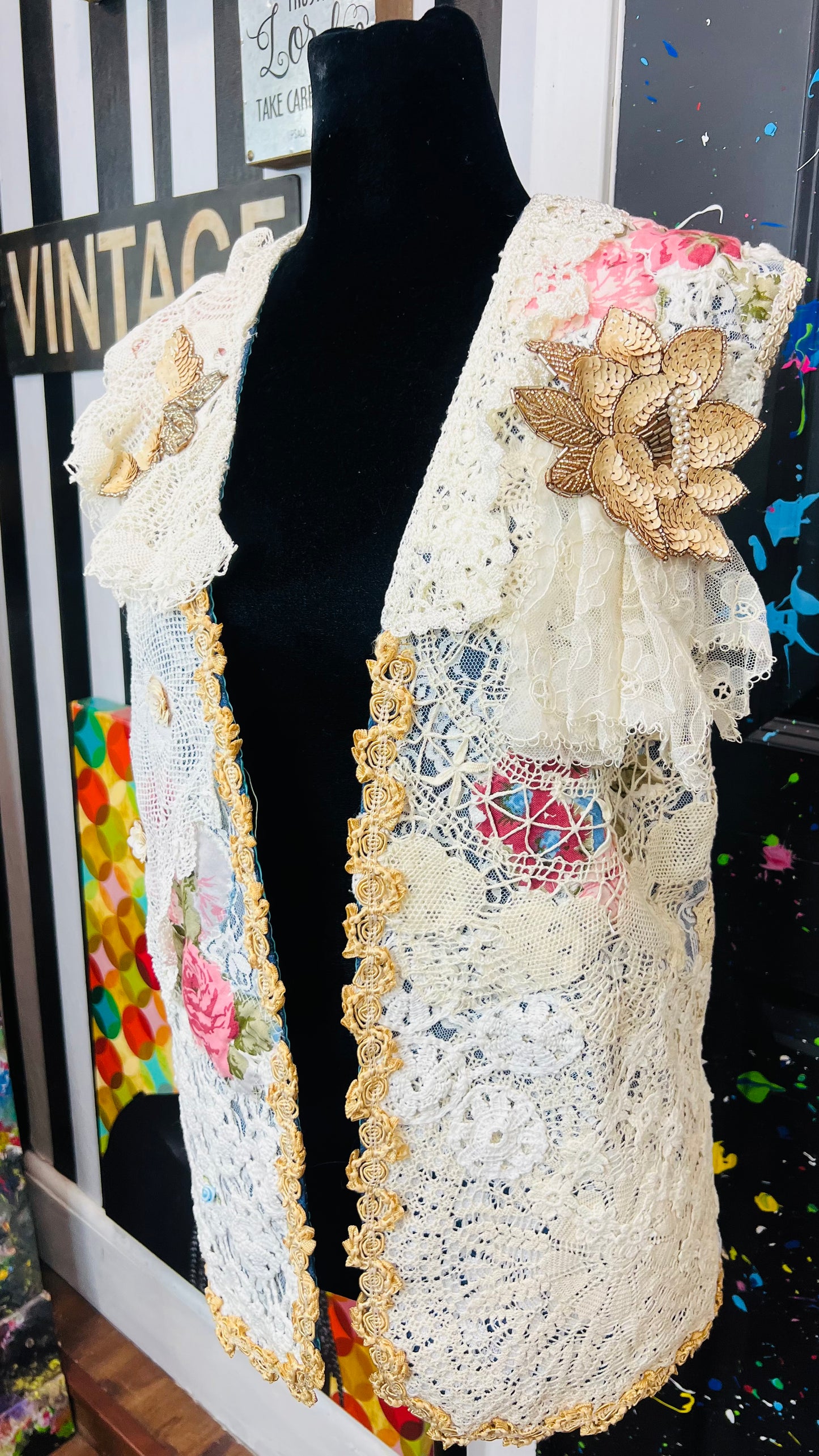 Vintage Handmade Lace Vest (14)