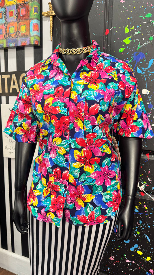 Vintage Cotton Floral New w/ Tags Blouse (20W)