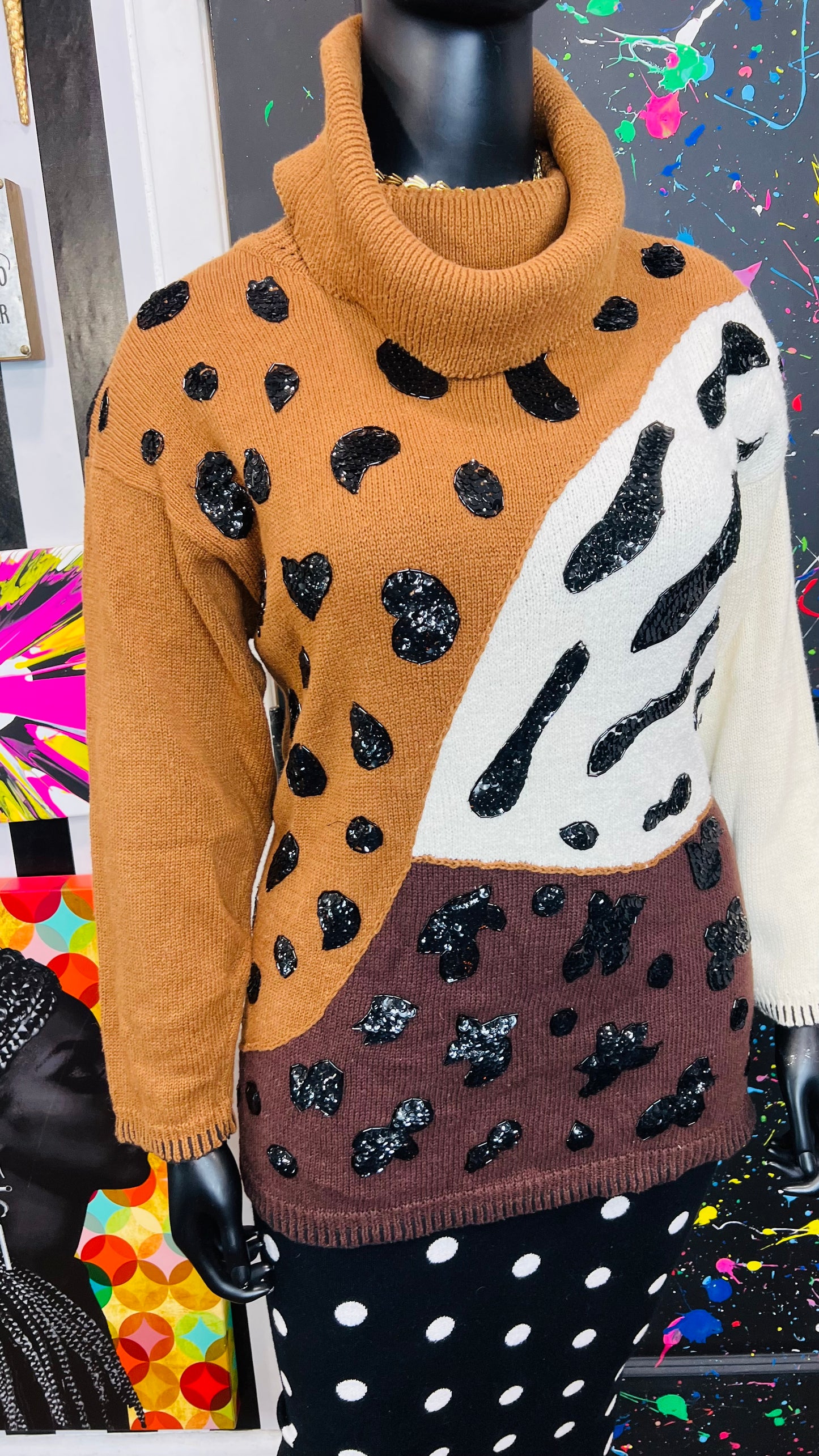 Vintage Sequin Animal Print Sweater (20)