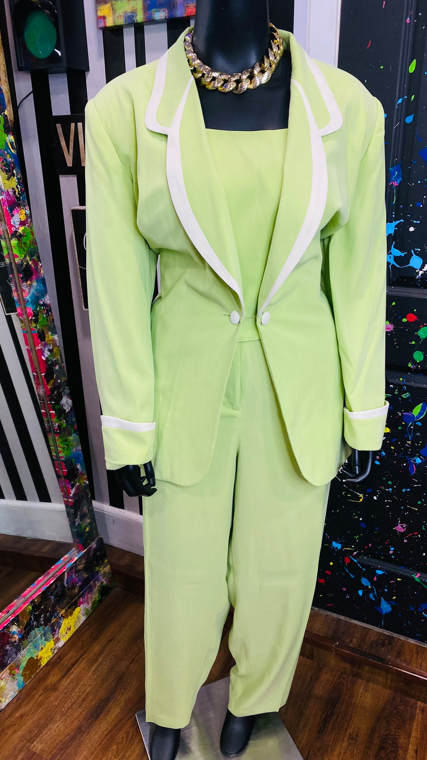 Vintage Soft Green w/ White Trim 3 Piece Set (24)