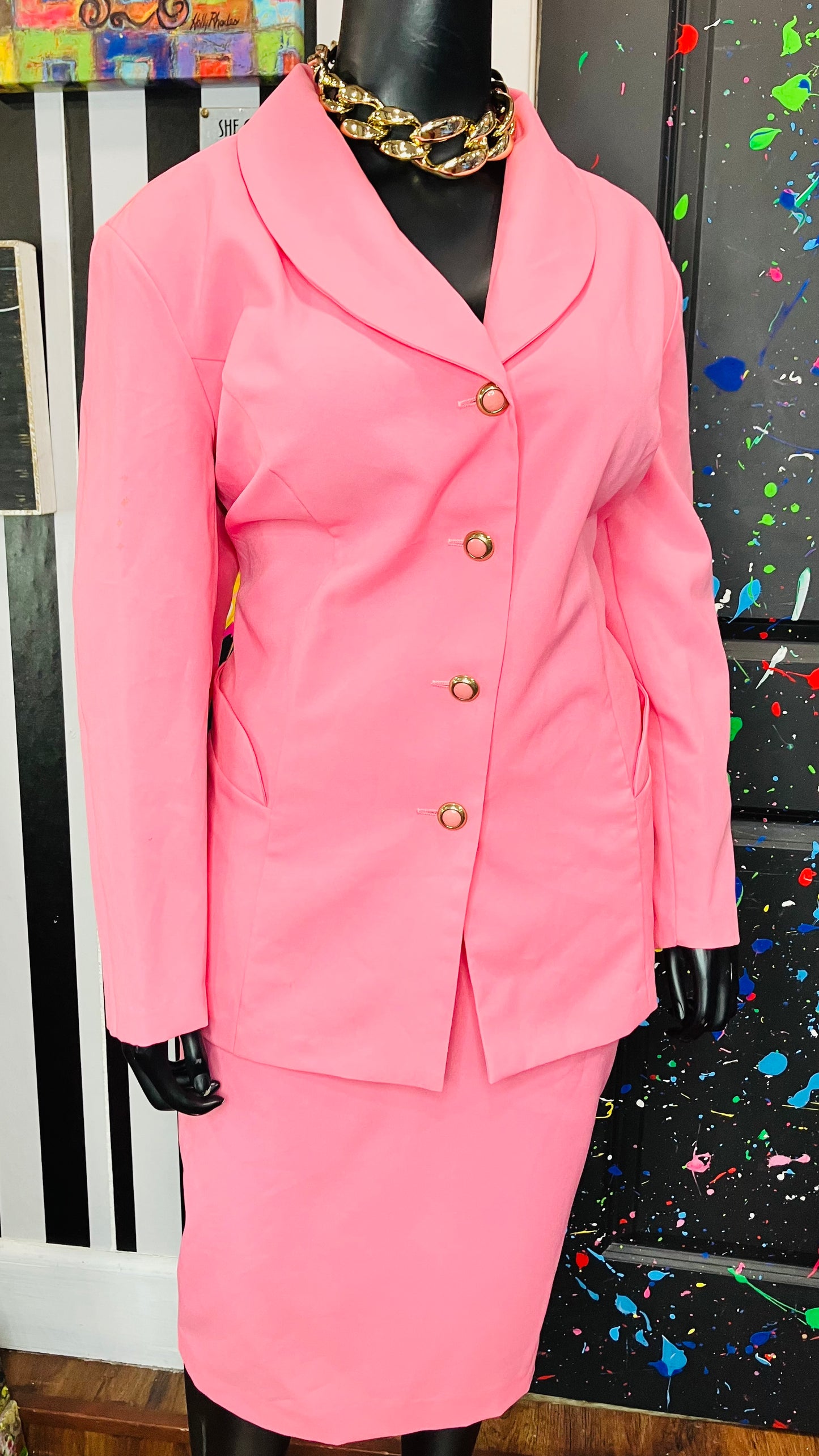 Vintage Pink Skirt Set (26W)