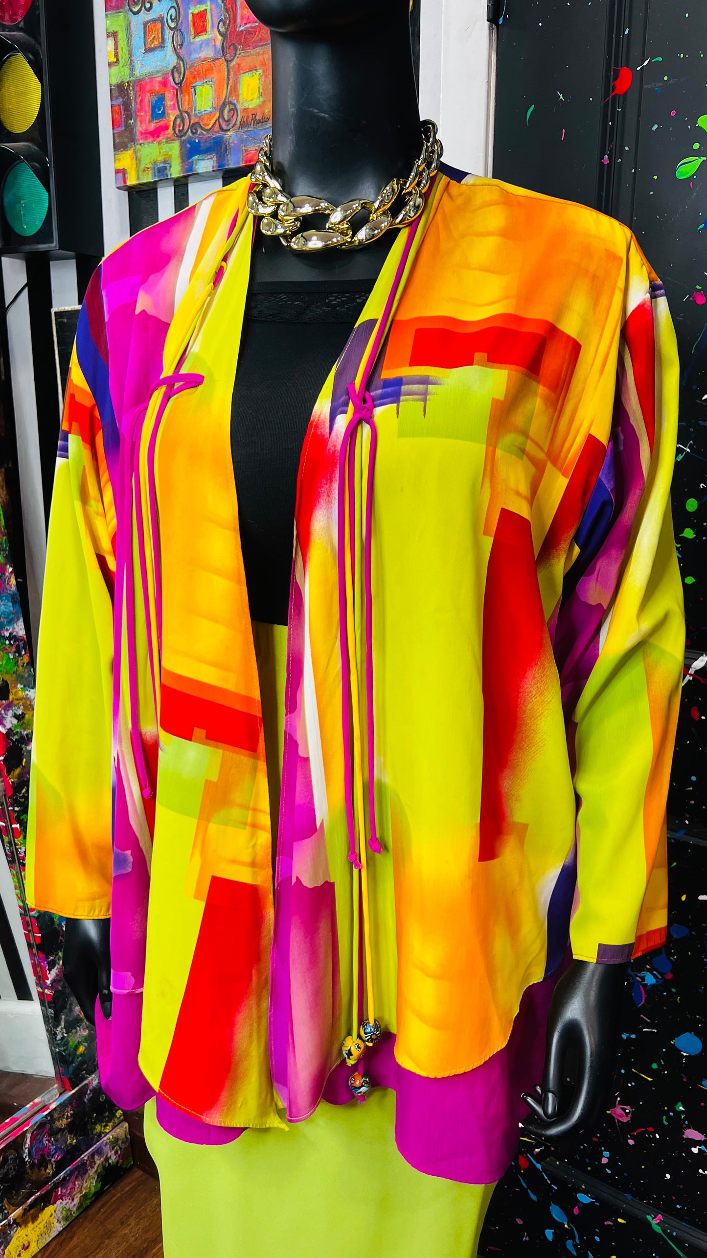 Vintage Open Abstract Duster (OS)