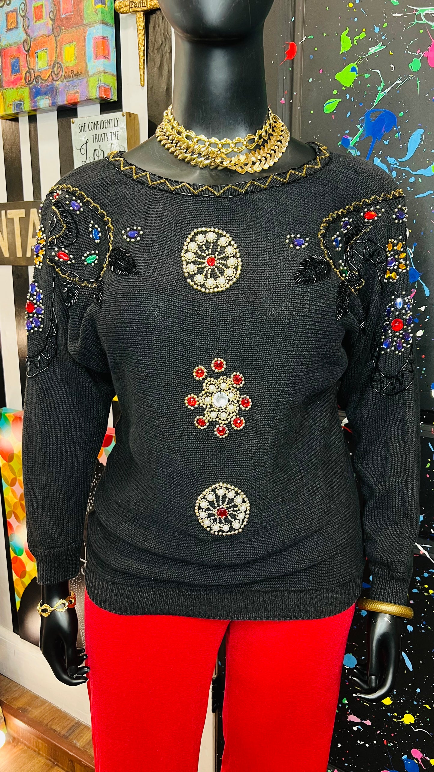 Vintage Sequin Knit  Sweater (16)