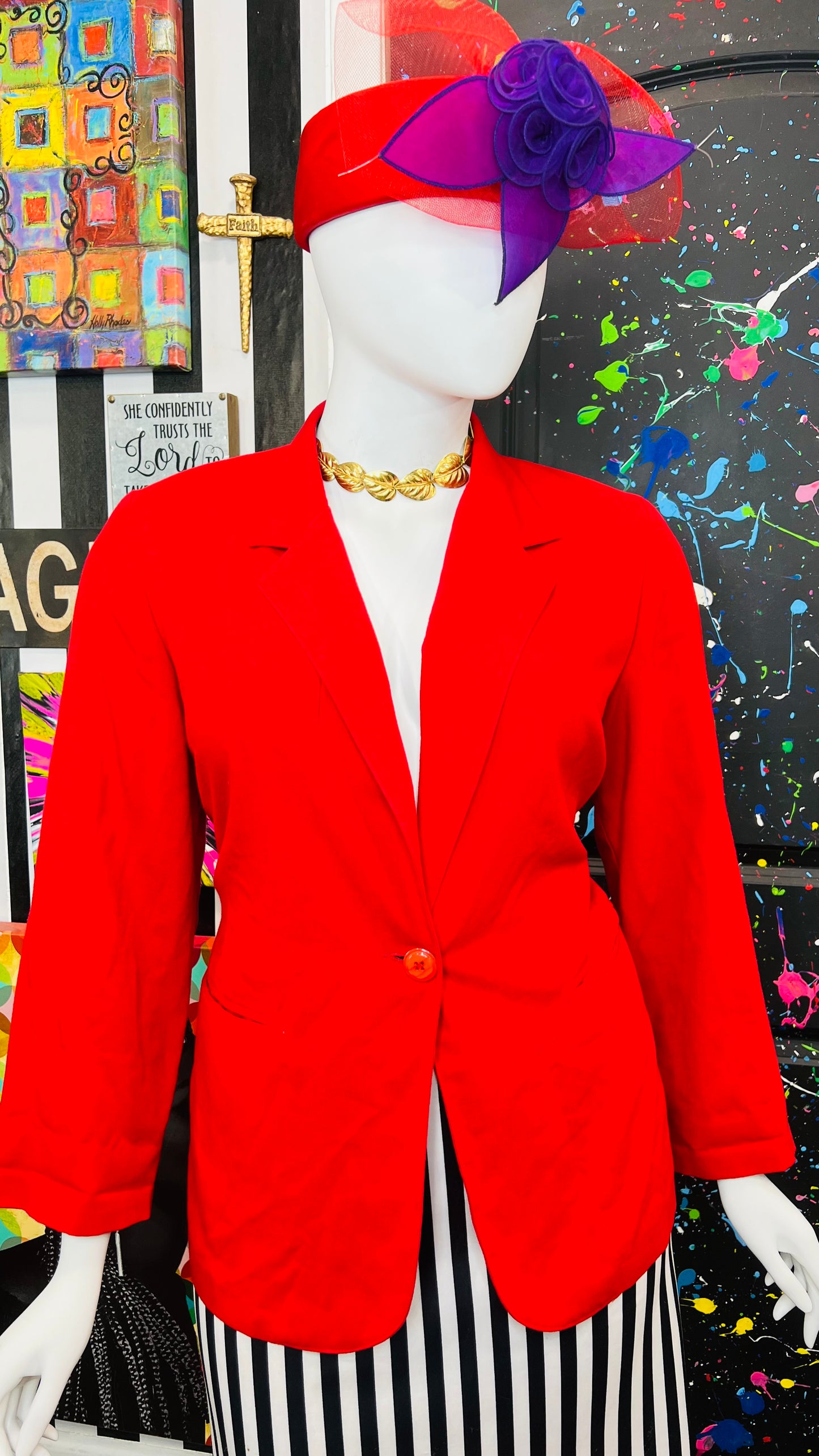 Vintage Red Blazer (18W)