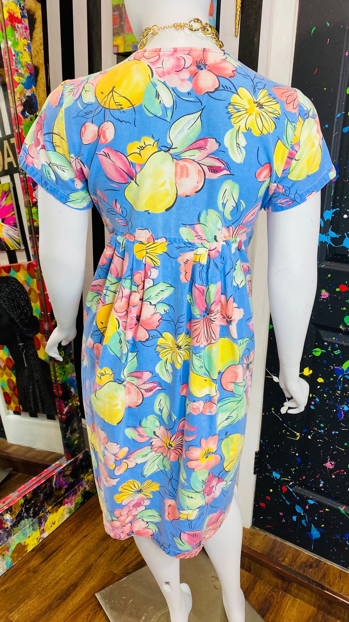 Vintage Floral Denim Dress (16/18)