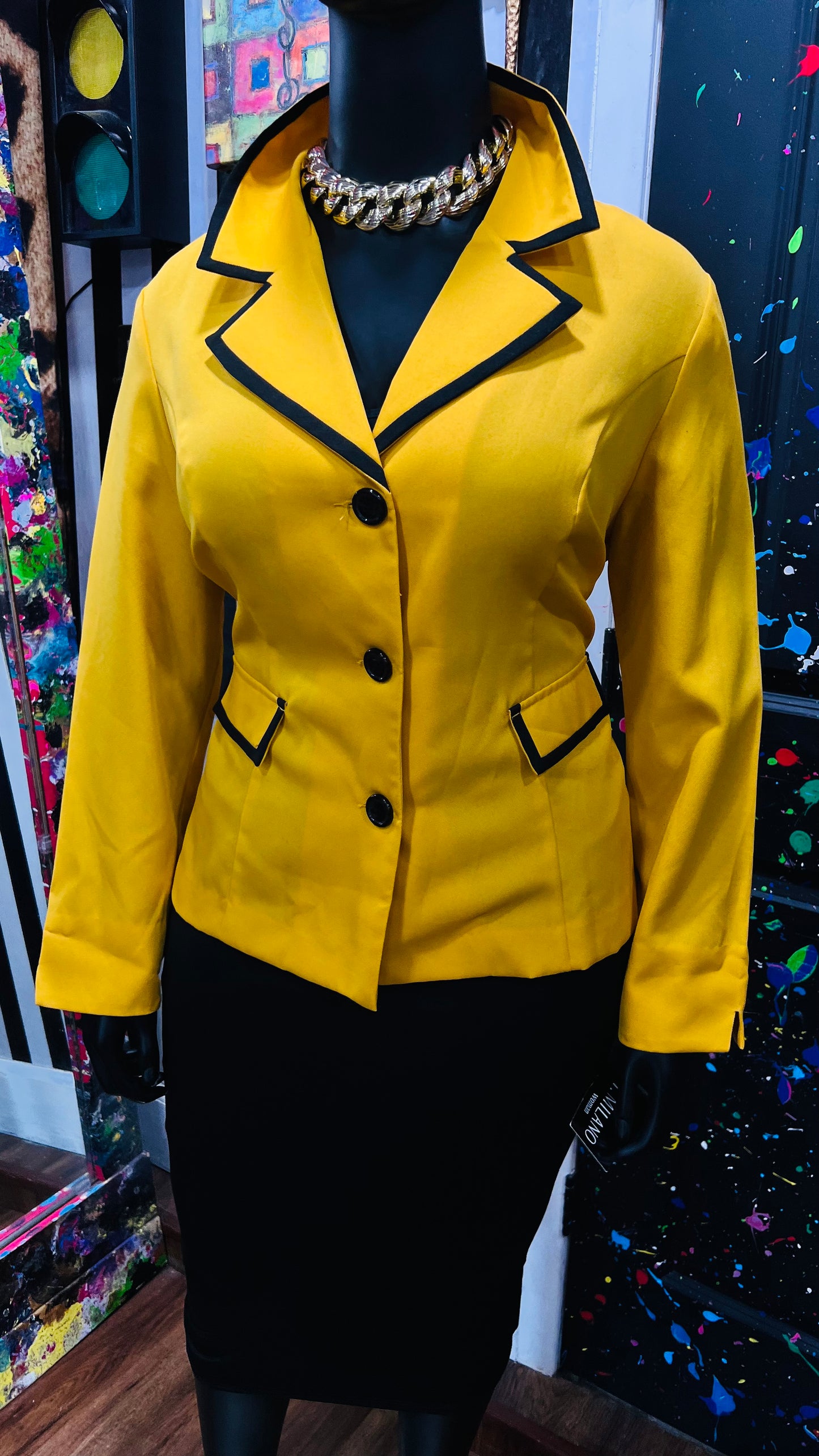 Vintage Yellow & Black Blazer (22W)