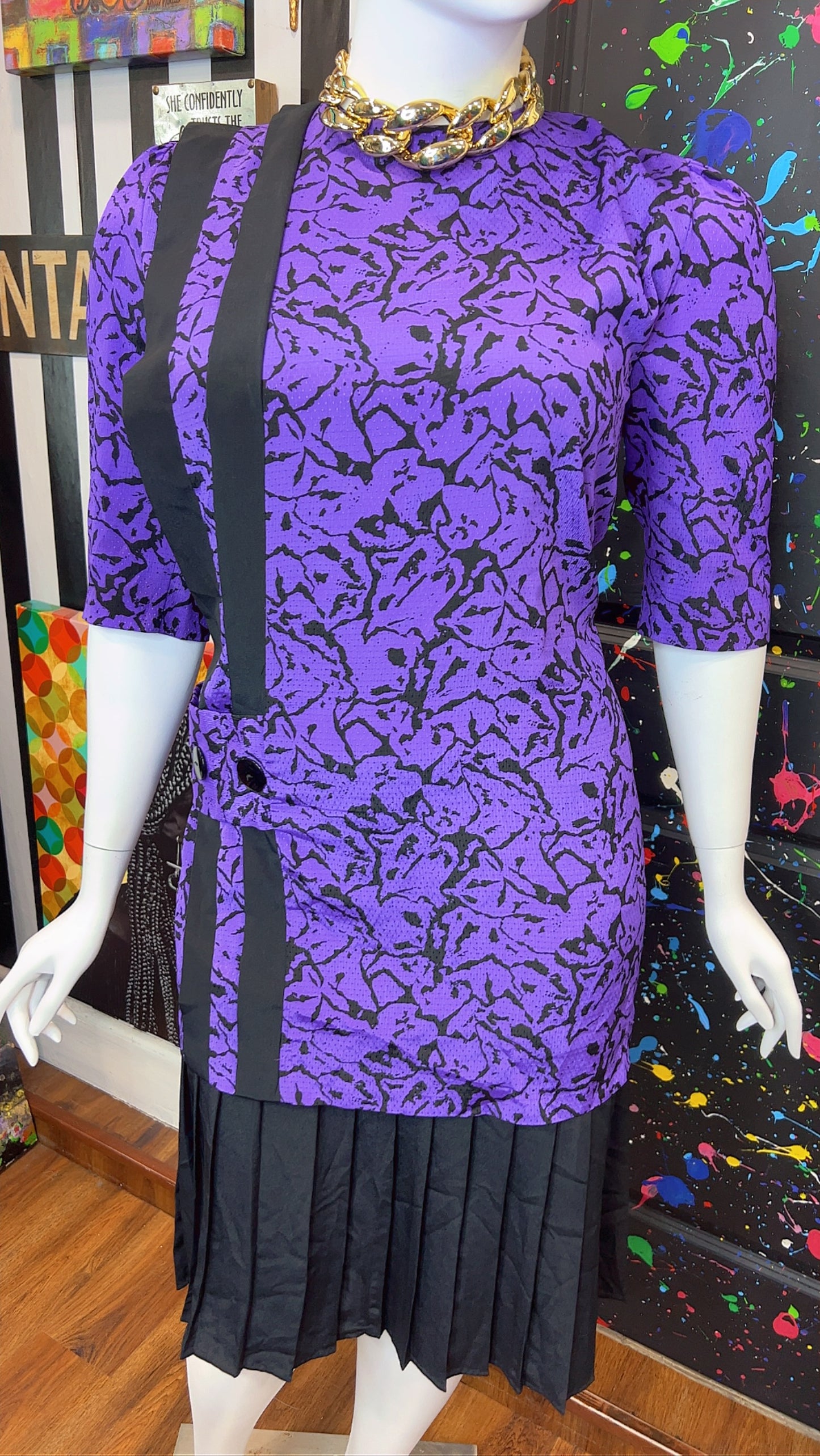 Vintage Purple & Black Dress (16)