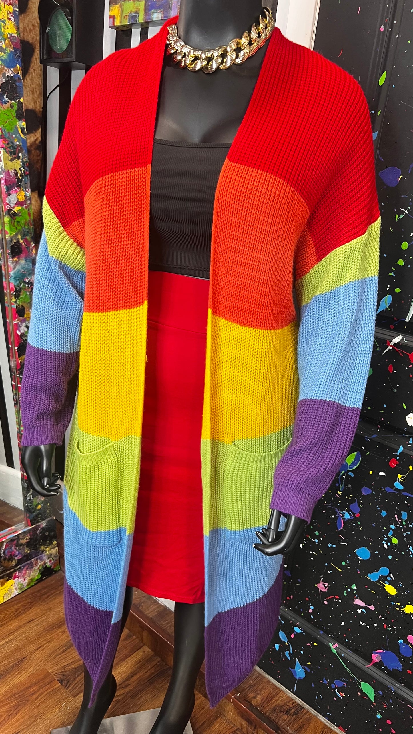Rainbow Knitted Duster (OS)