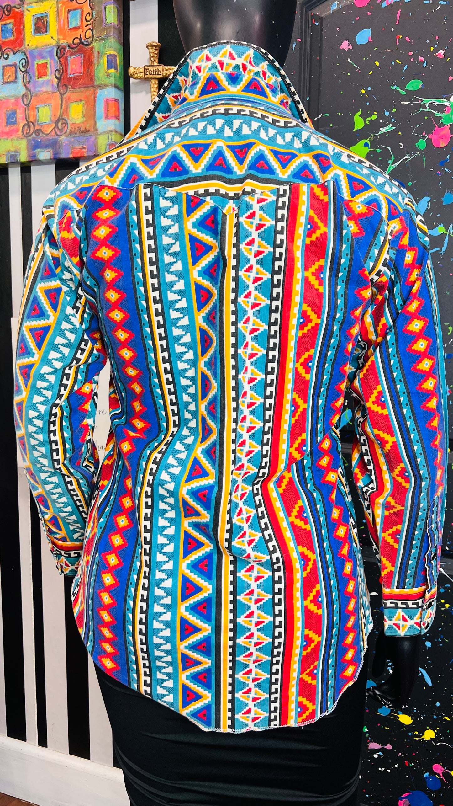 Vintage Western Tribal Print Blouse (14)