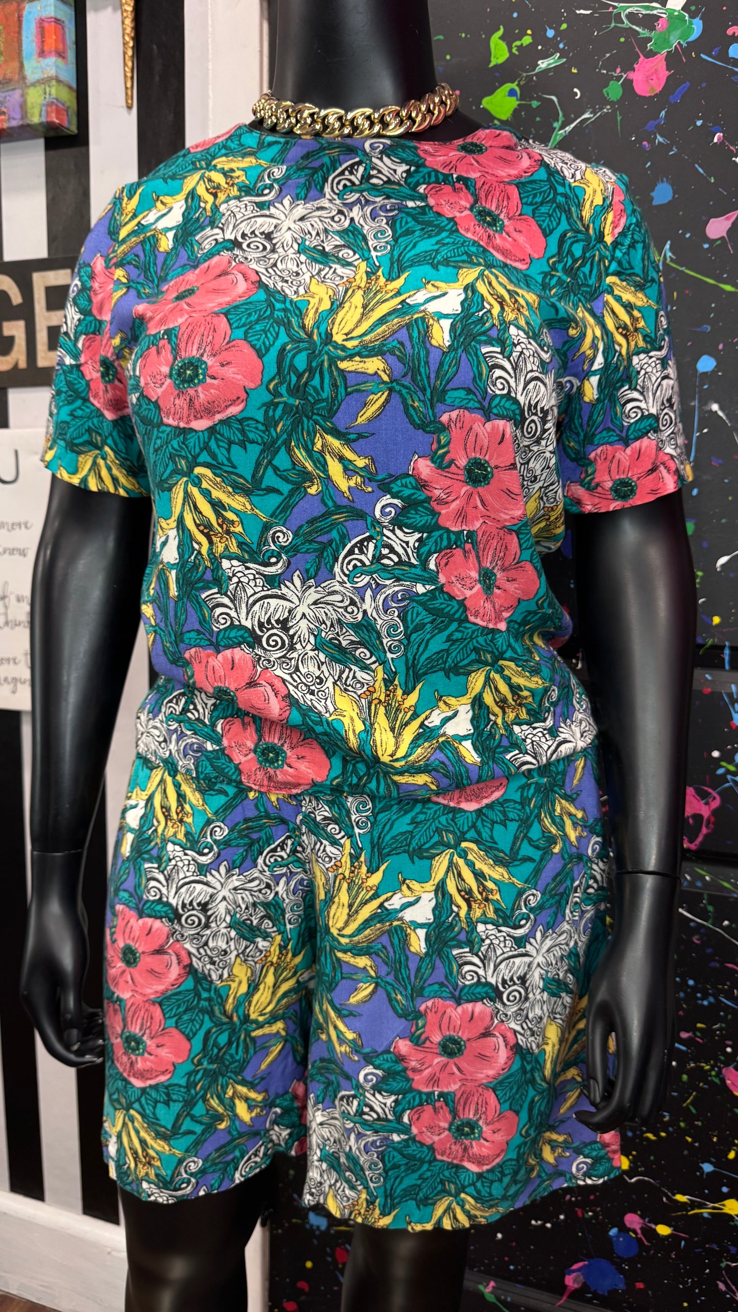 Vintage Rayon Abstract Short Set (14)