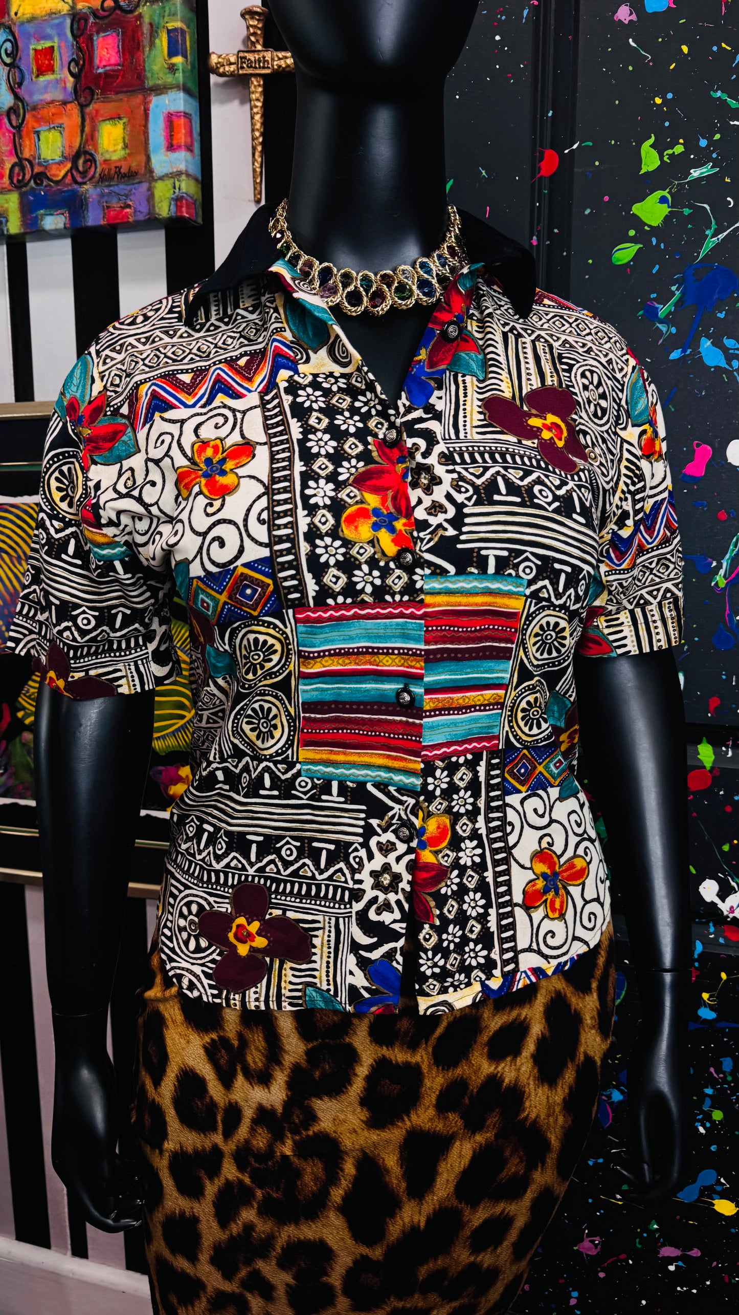 Vintage Rayon Abstract Print Blouse (12)