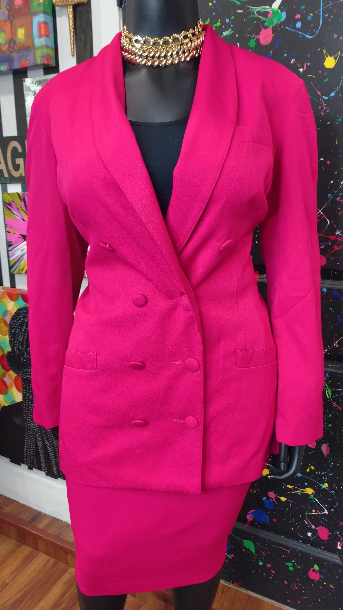 Vintage Pink Blazer & Skirt Set (20)