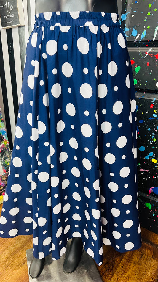 Navy Blue & White Polka Dot Skirt (22/24)