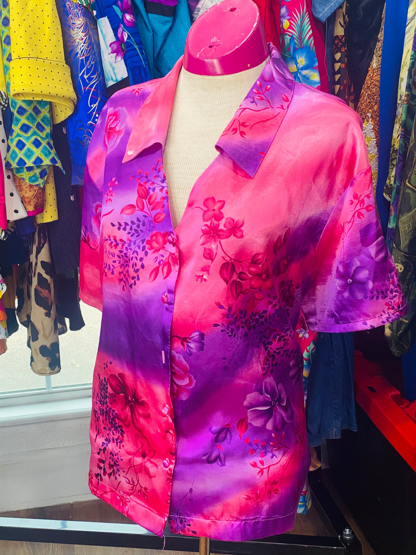 Vintage Pink and Purple Blouse