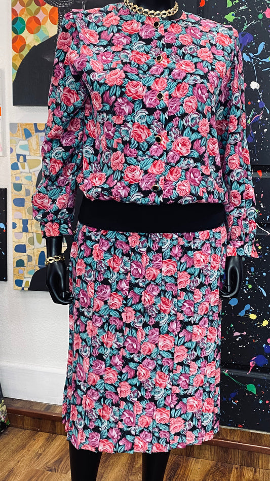 Vintage Floral Skirt Set