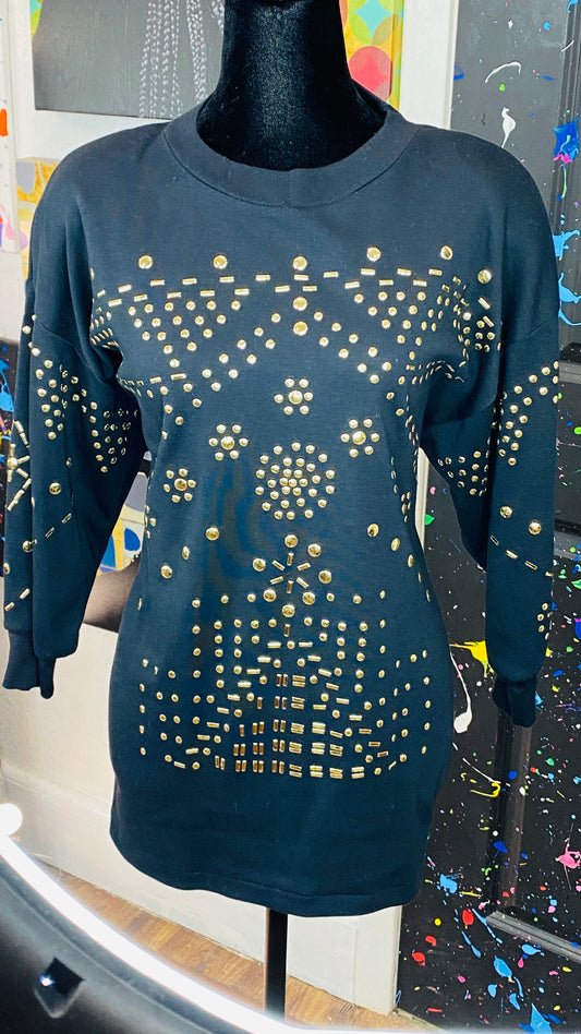 Vintage 3/4 Sleeve Studded Blouse