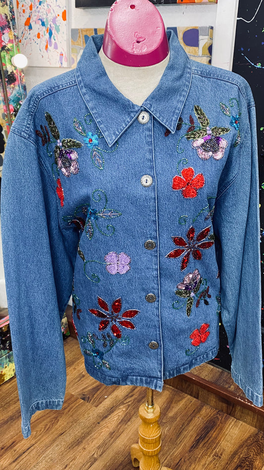 Vintage Denim & Sequin Blouse